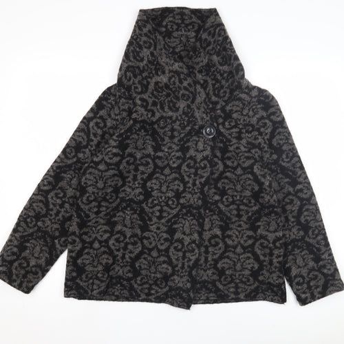 Tahari Women's Black Geometric Hooded Jacket L