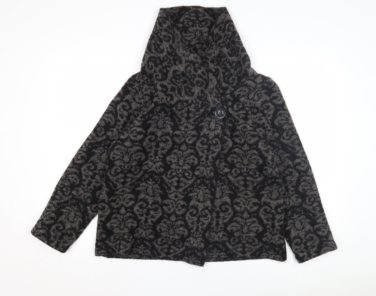 Tahari Women's Black Geometric Hooded Jacket L