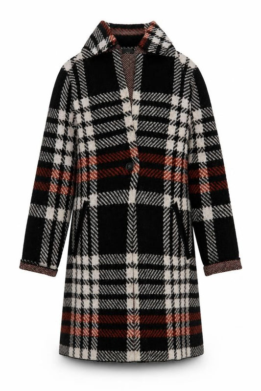 Front view of Tahari Women's Multicoloured Check Coat L