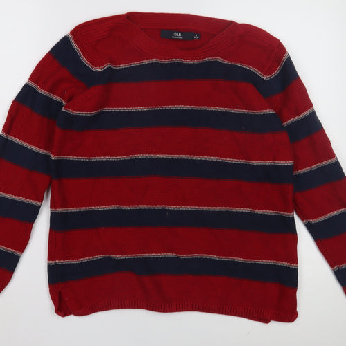 ISLE Women's Red Striped Pullover Jumper Size L