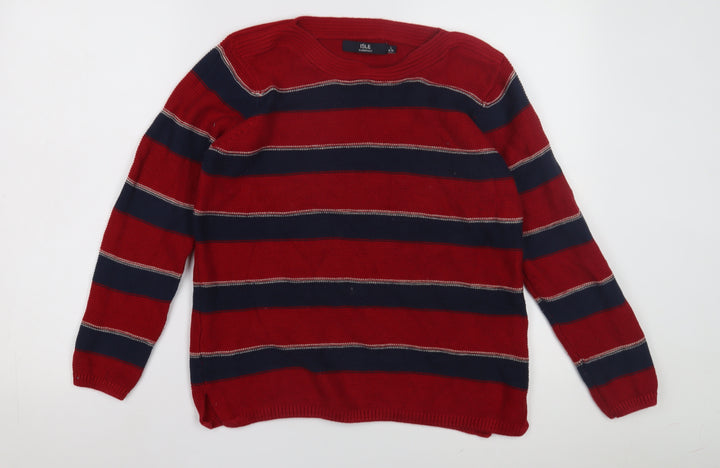 ISLE Women's Red Striped Pullover Jumper Size L