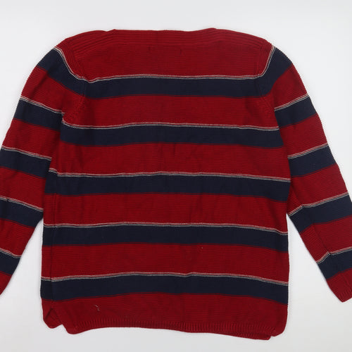 ISLE Women's Red Striped Pullover Jumper Size L