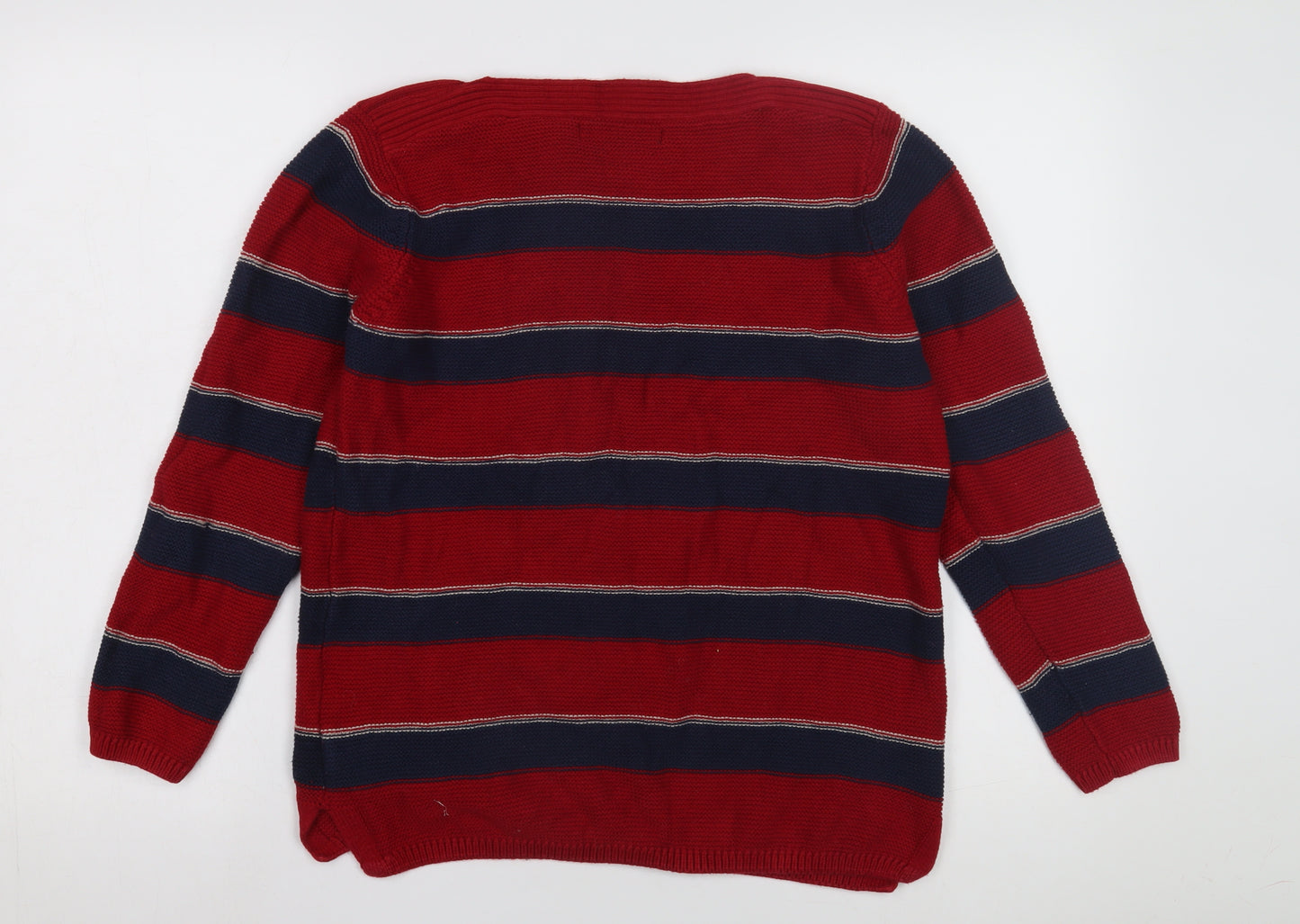 ISLE Women's Red Striped Pullover Jumper Size L