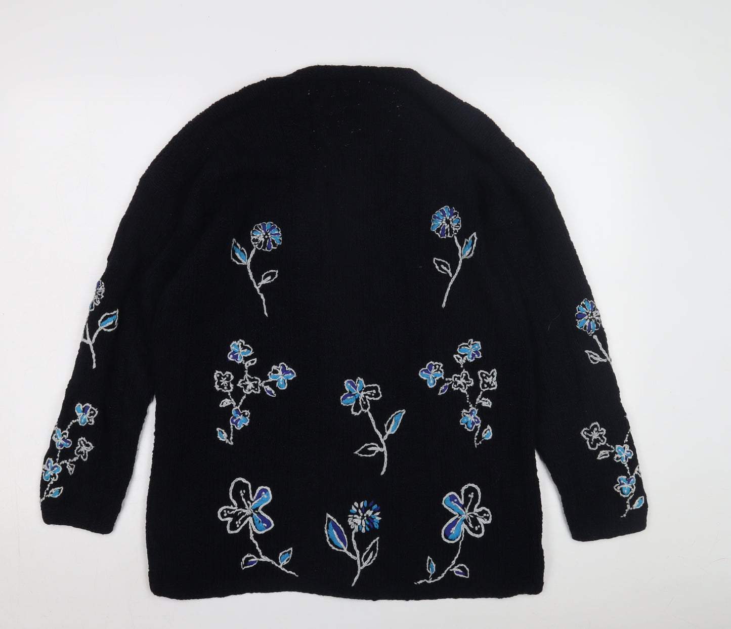Laura Ashley Women's Black Floral Cardigan, Size S, Cotton
