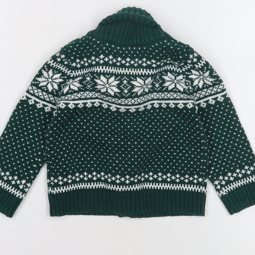 Tahari Green Knit Cardigan, Unisex Baby 9-12M, Fair Isle Winter