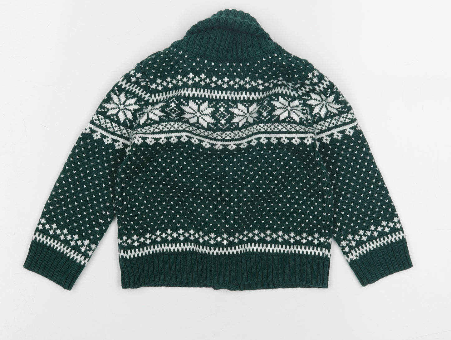 Tahari Green Knit Cardigan, Unisex Baby 9-12M, Fair Isle Winter