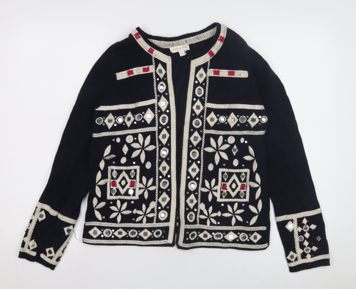 Monsoon Women's Black Embroidered Cardigan M