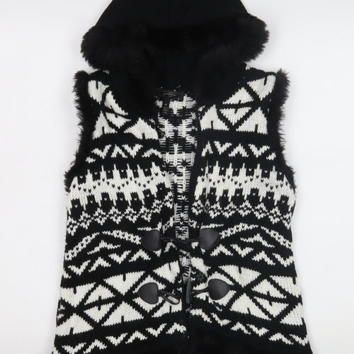 Jessica Simpson Women's Black Hooded Vest in M
