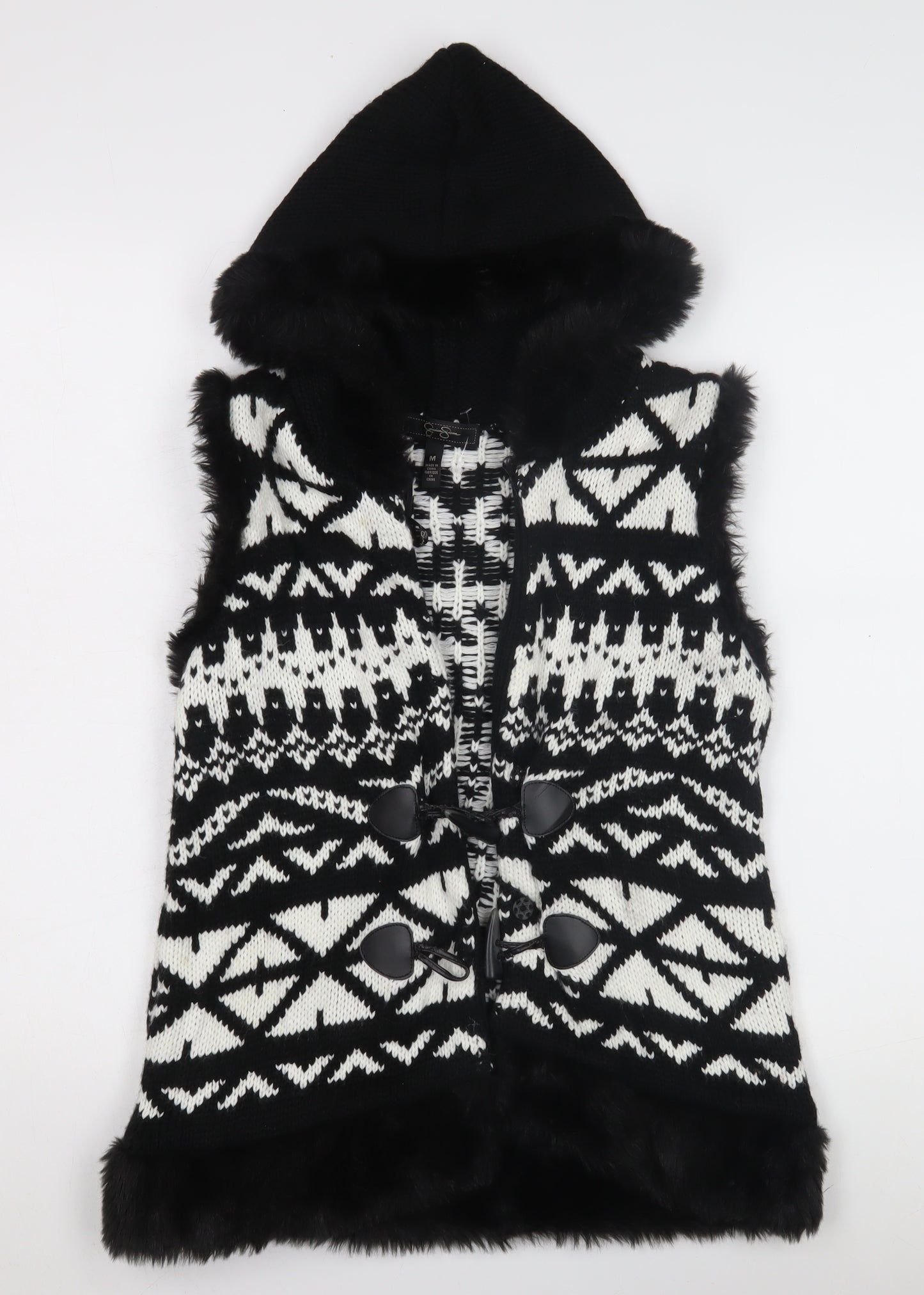 Jessica Simpson Women's Black Hooded Vest in M