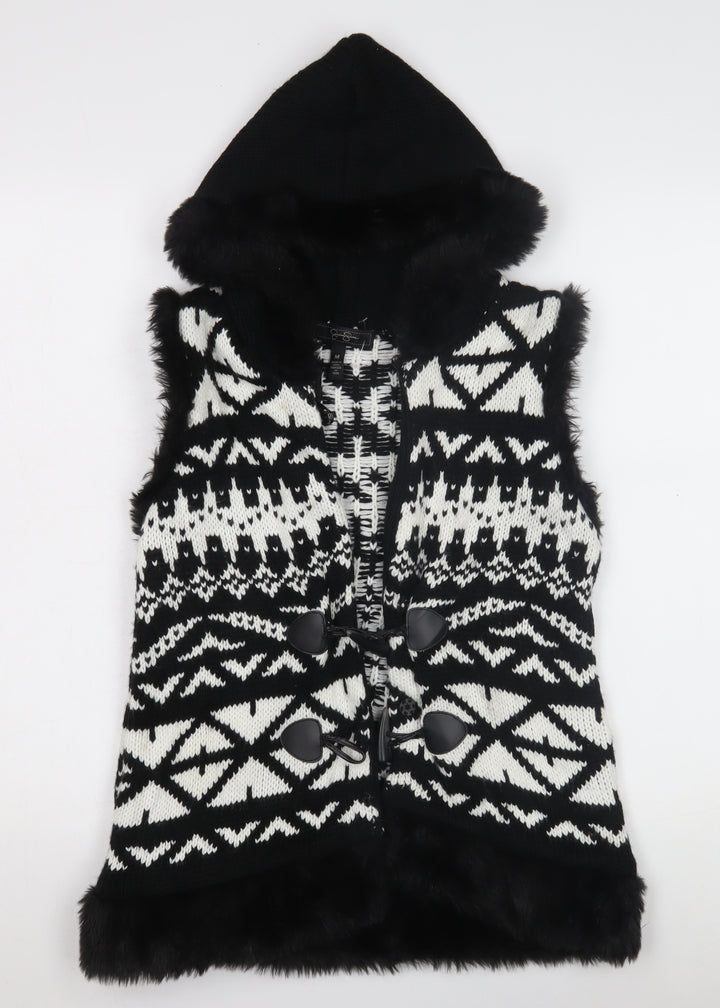 Jessica Simpson Women's Black Hooded Vest in M