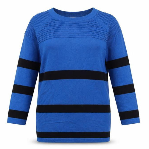 Bassini Women's Blue Striped Jumper, S/M, Long Sleeve