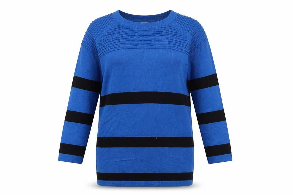 Bassini Women's Blue Striped Jumper, S/M, Long Sleeve