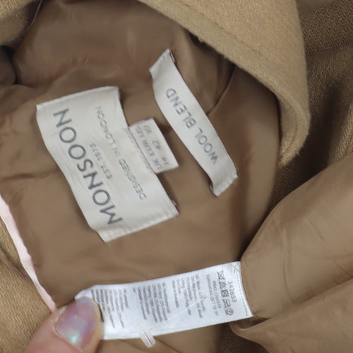 Monsoon Women’s Beige Wool Blend Coat Size 10 Warm & Stylish