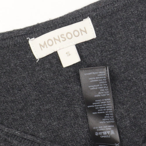 Monsoon Women's Grey Sequin Wool Jumper Dress S