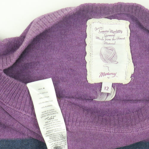 Mantaray Women's Purple Striped Jumper Size 12