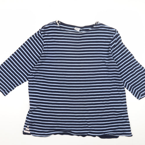 Cotton Traders Women's Blue Striped T-Shirt
