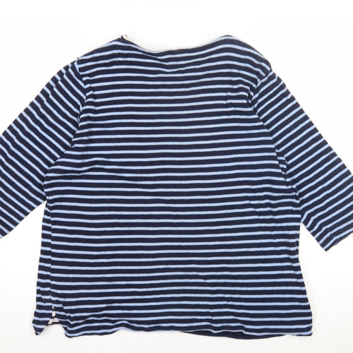 Cotton Traders Women's Blue Striped T-Shirt