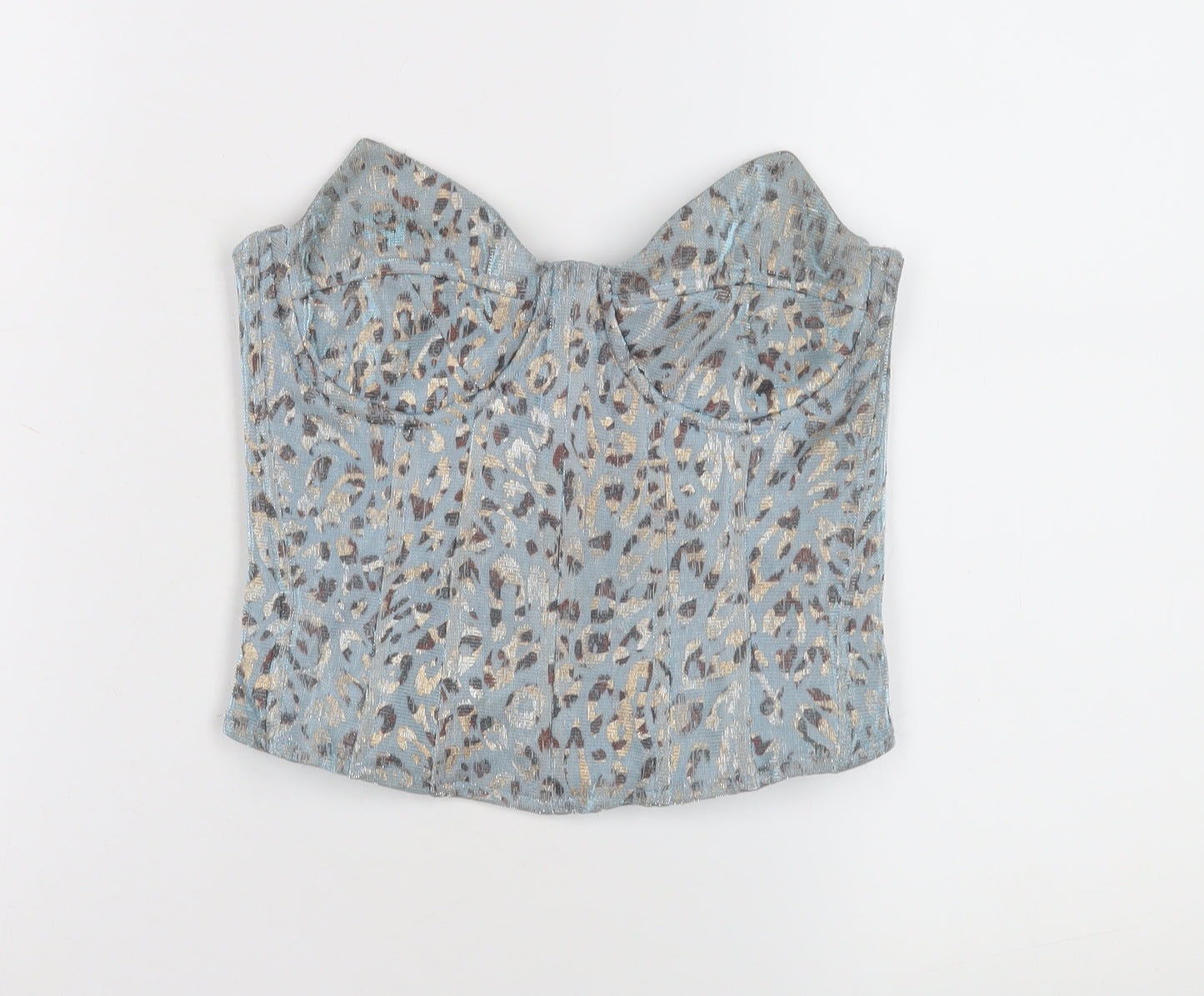 PrettyLittleThing Women Blue Animal Print Crop Top