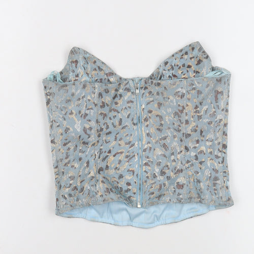 PrettyLittleThing Women Blue Animal Print Crop Top