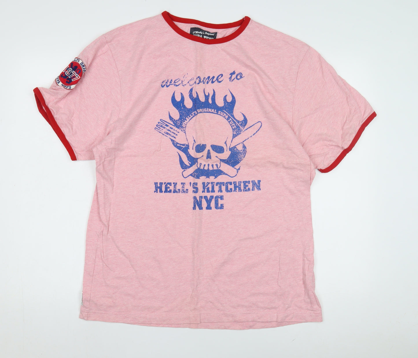 O'Mally's Original Men's Pink Skull T-Shirt, Size L