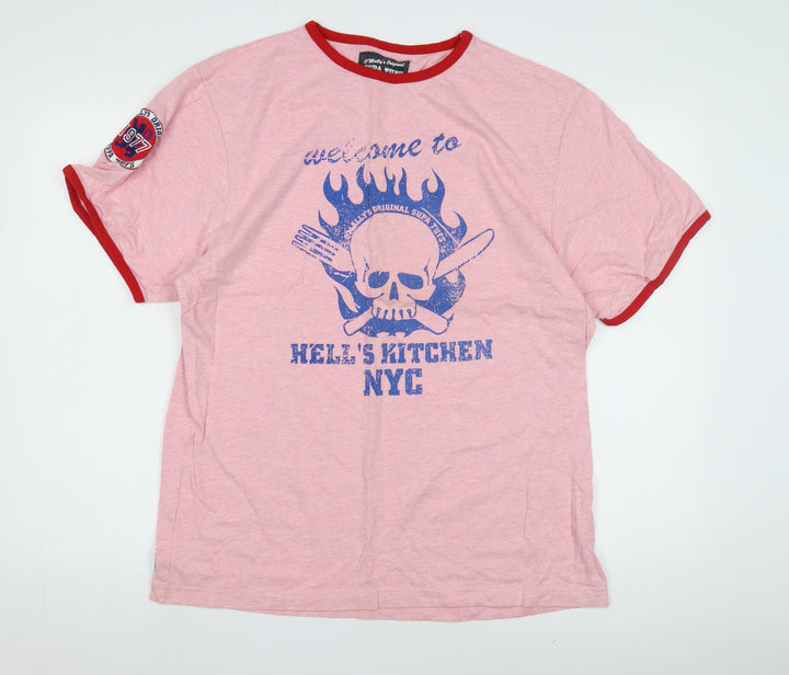 O'Mally's Original Men's Pink Skull T-Shirt, Size L