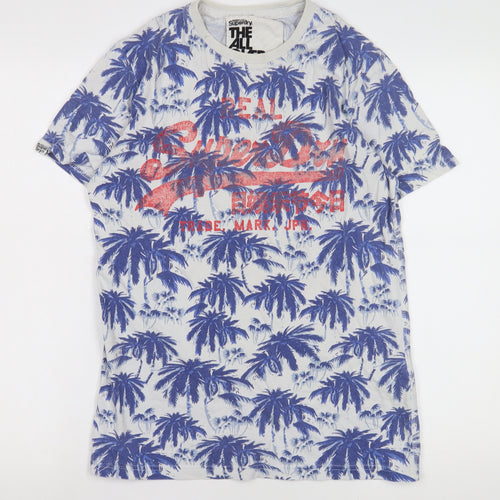 Superdry Men's Blue White Graphic T-Shirt Size S