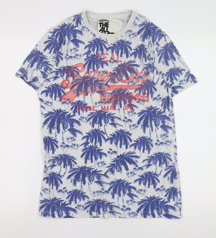 Superdry Men's Blue White Graphic T-Shirt Size S