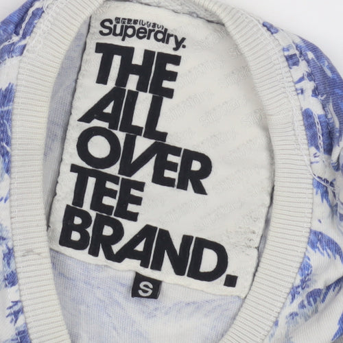 Superdry Men's Blue White Graphic T-Shirt Size S