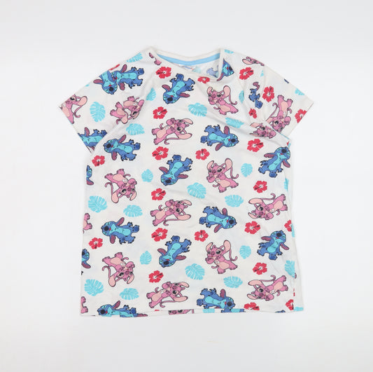 Front view of Ultimate Kids Disney Classics girls’' stitch graphic t-shirt - white, 13 years