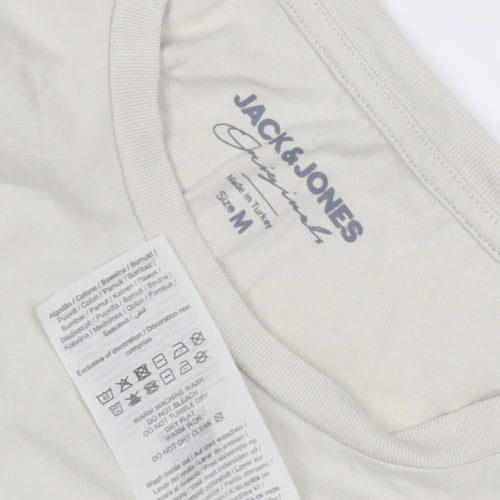 Jack & Jones Beige T-Shirt M Unisex Crew Neck Casual