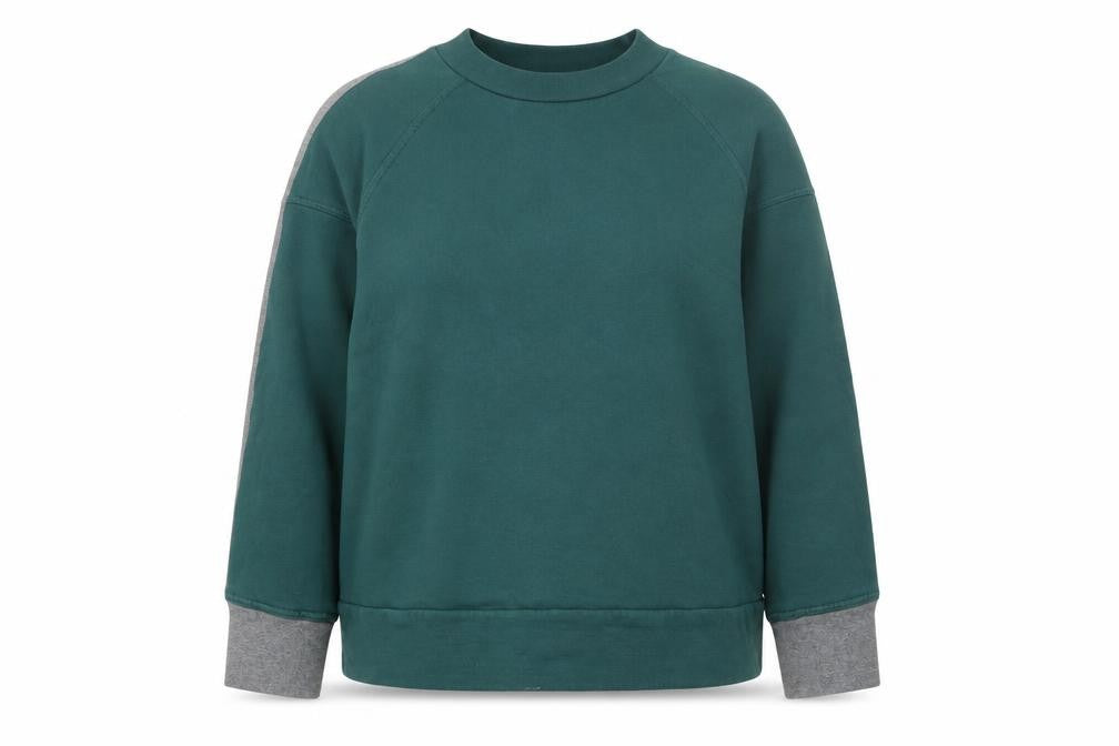 Front view of Kin Green unisex s pullover sweatshirt casual