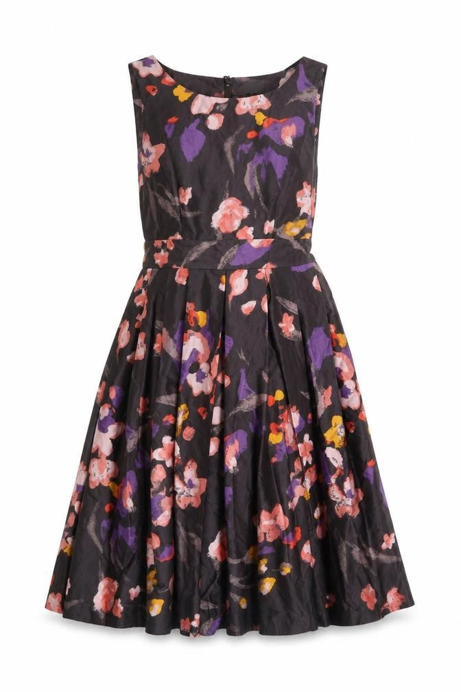 Front view of H&M Women's Multicoloured Floral A-Line Dress, size 12
