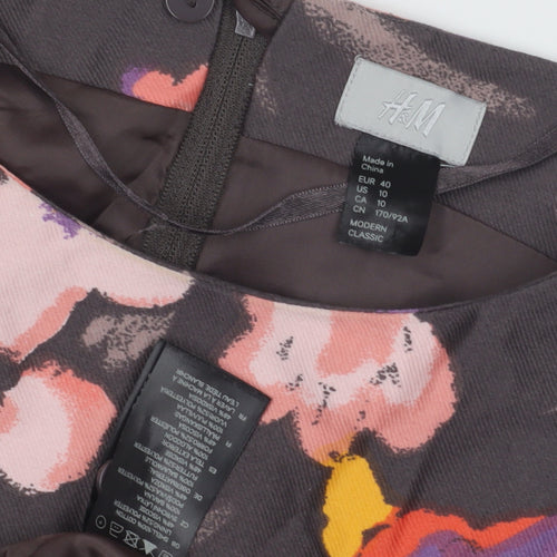 H&M Women's Multicoloured Floral A-Line Dress Size 12