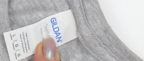 Gildan Grey Unisex Cotton T-Shirt, Size L Casual Sport Style
