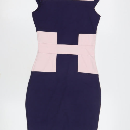 French Connection Women's Pink Blue Bodycon Knee Dress