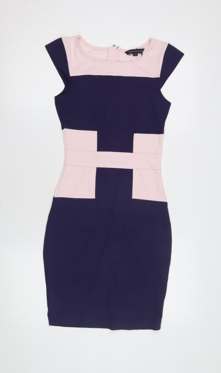 French Connection Women's Pink Blue Bodycon Knee Dress