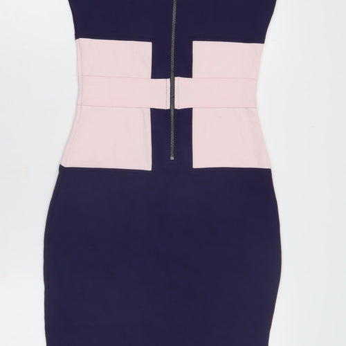 French Connection Women's Pink Blue Bodycon Knee Dress