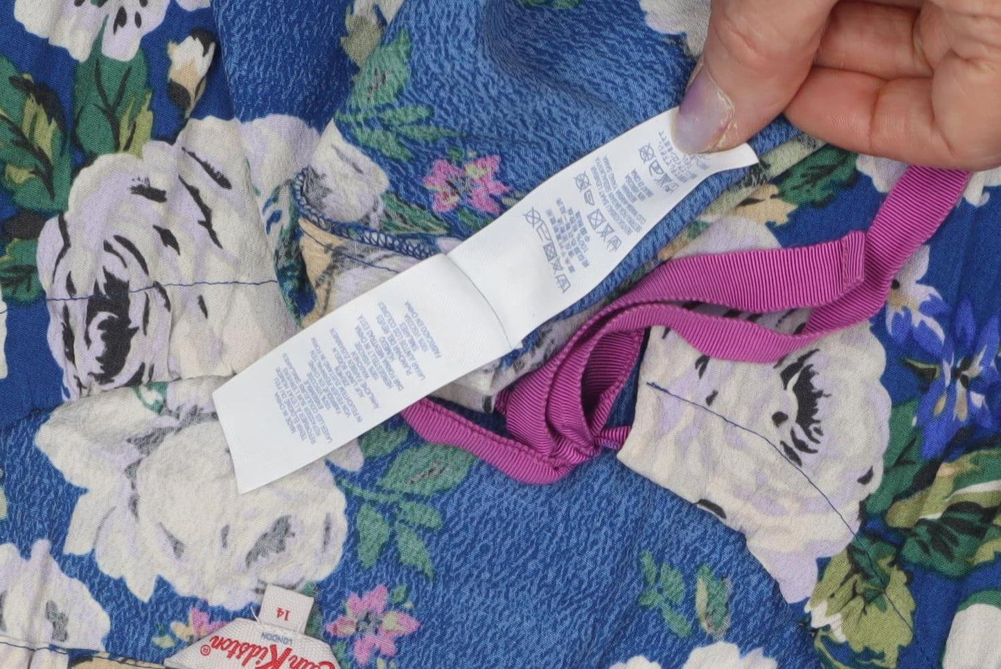 Cath Kidston Women's Blue Floral Dress Size 14