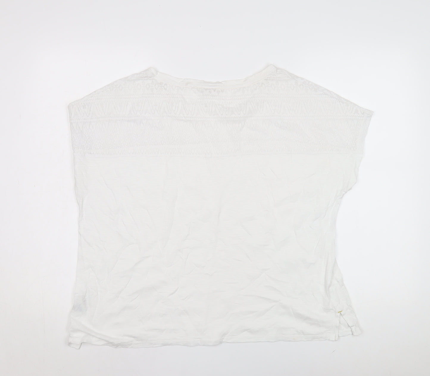 White Stuff Women's White Top, Size 18, Cotton Blend, Round Neck