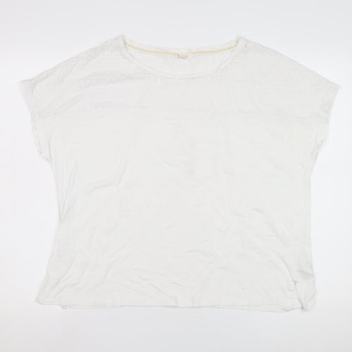 White Stuff Women's White Top, Size 18, Cotton Blend, Round Neck