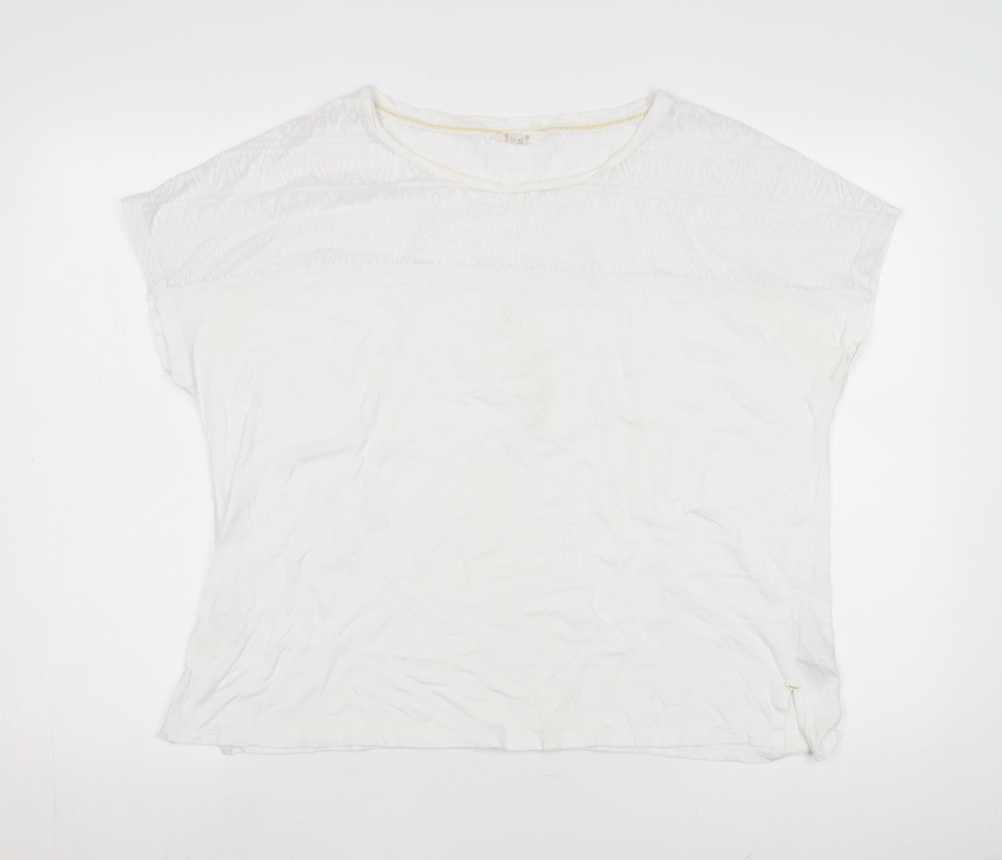 White Stuff Women's White Top, Size 18, Cotton Blend, Round Neck