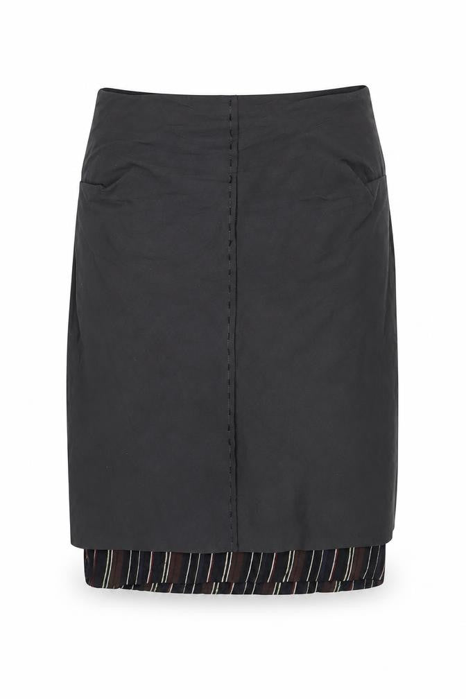 Hood Women's Black Cotton Pencil Skirt XS - Striped Casual