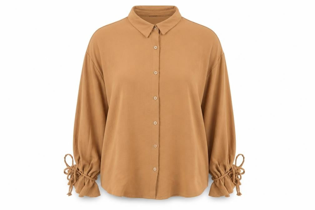 Boohoo Women's Brown Button-Up Blouse Size 16