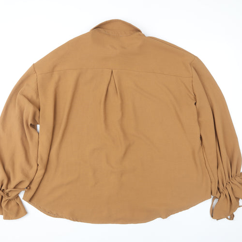 Boohoo Women's Brown Button-Up Blouse Size 16