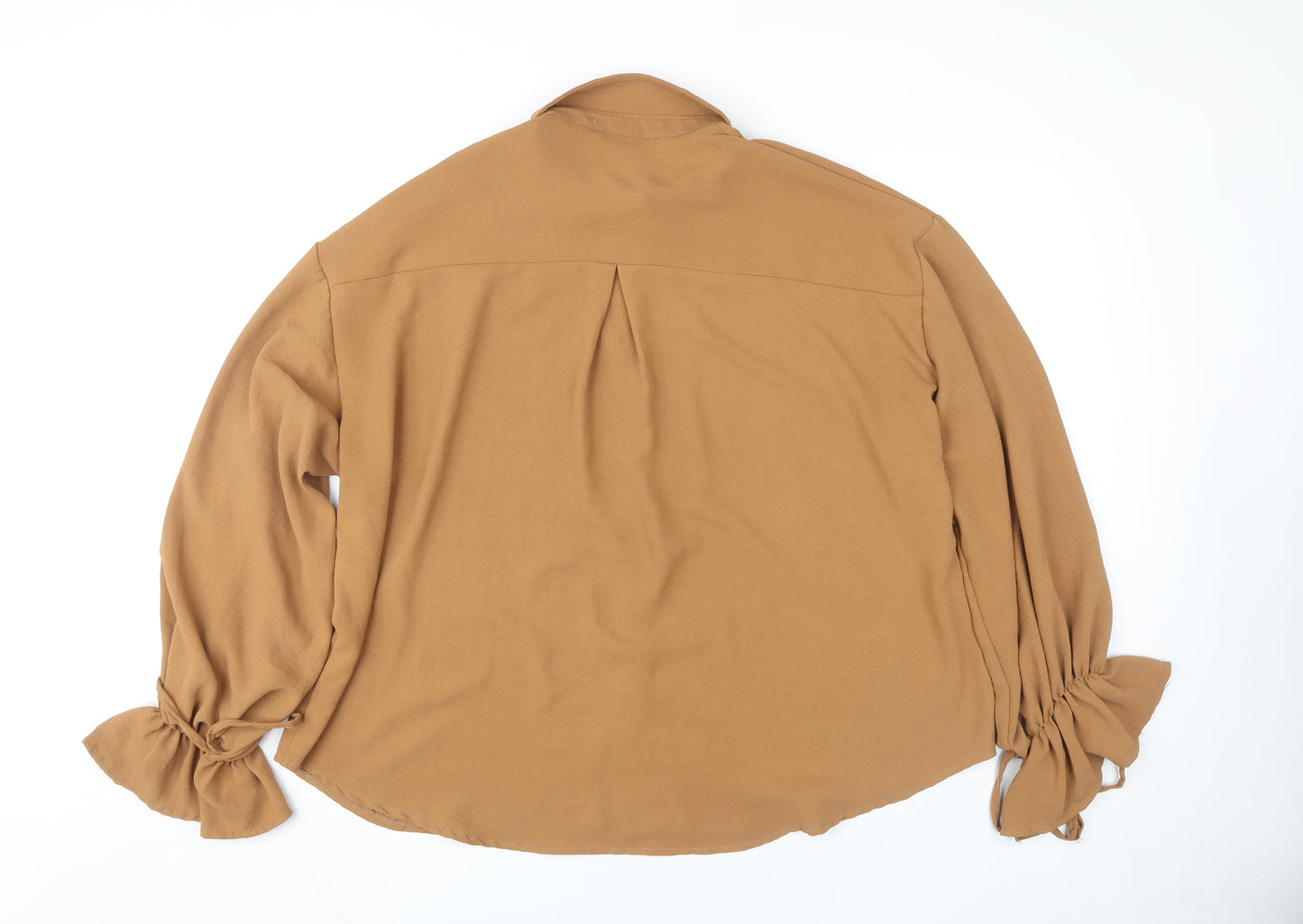 Boohoo Women's Brown Button-Up Blouse Size 16