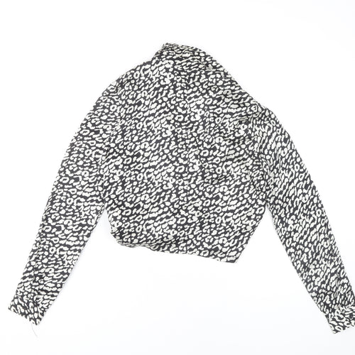 PrettyLittleThing Women's Black Animal Print Wrap Blouse Size 6