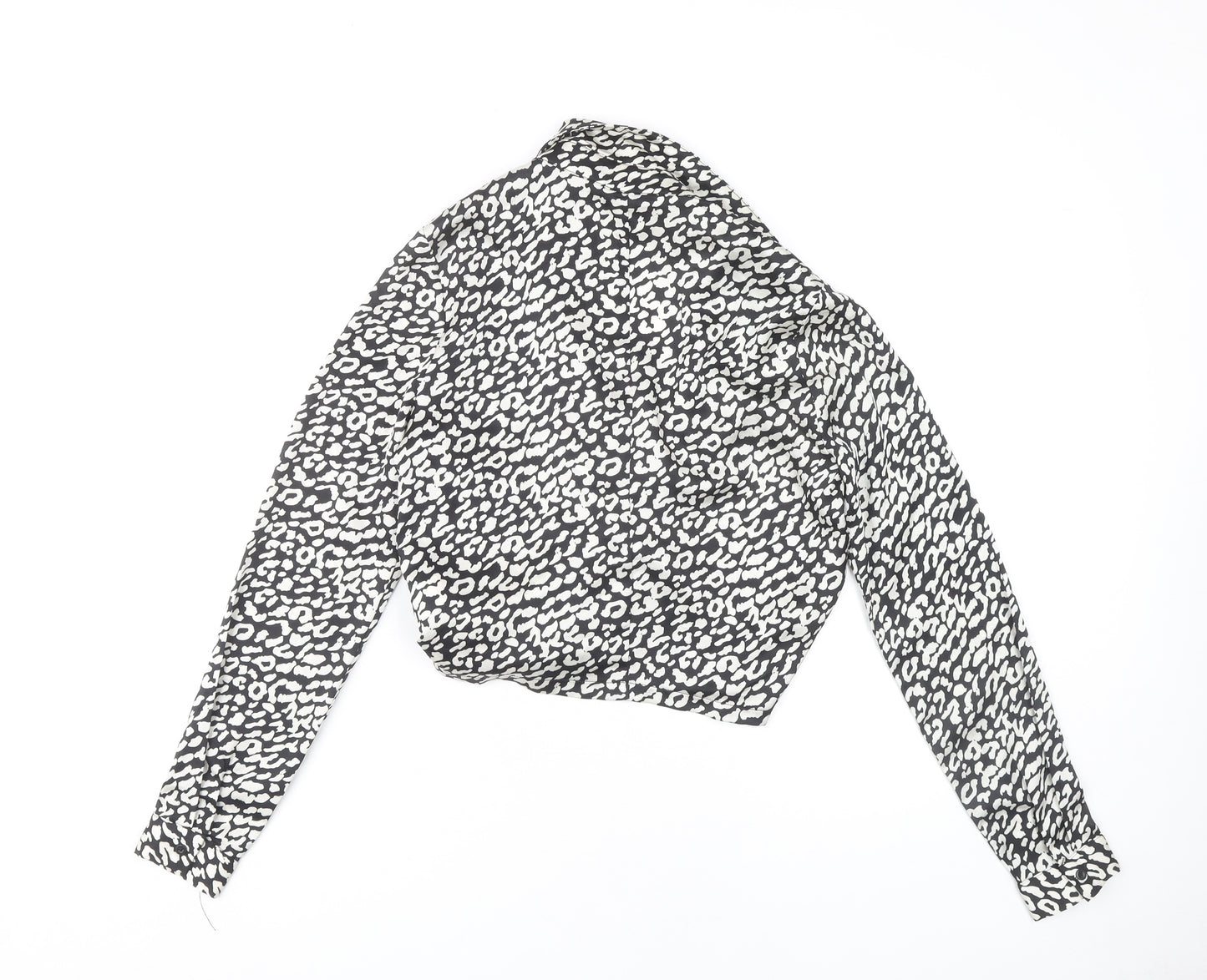 PrettyLittleThing Women's Black Animal Print Wrap Blouse Size 6