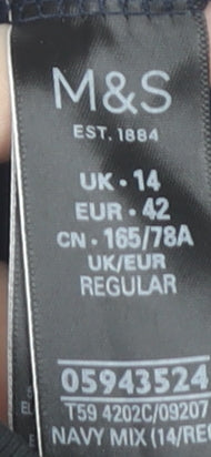 Marks and Spencer Women's Blue A-Line Skirt, Size 14