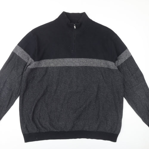 Next Men's Black 2XL Full Zip Knit Jumper