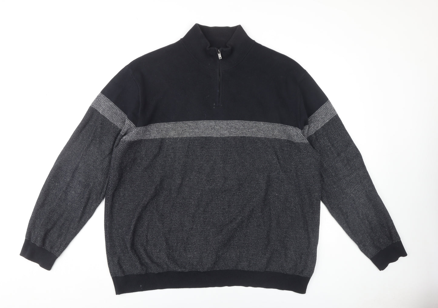 Next Men's Black 2XL Full Zip Knit Jumper
